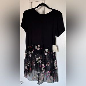 NWT Willow Black Dress with Floral Accents